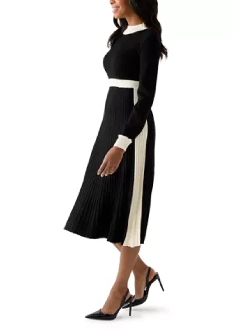 Women's Long Sleeve Mock Neck Sweater Midi Dress