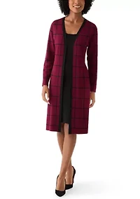 Women's Crew Neck Layered Plaid Sweater Dress