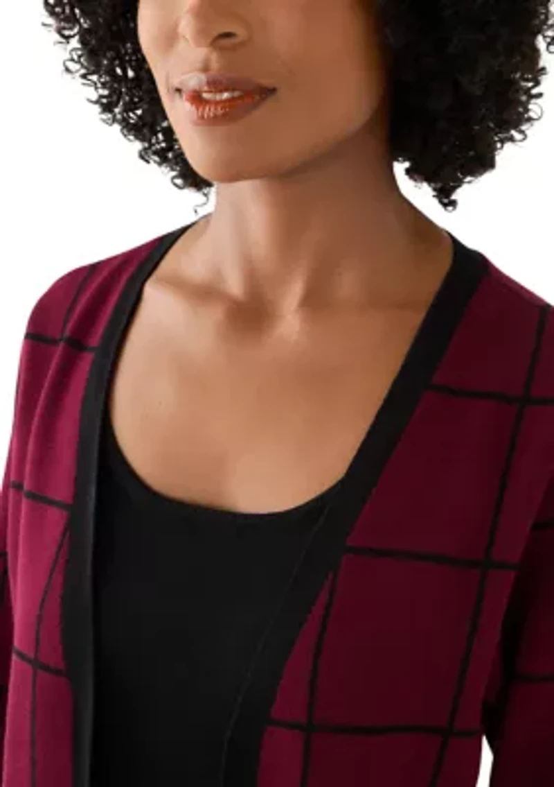 Women's Crew Neck Layered Plaid Sweater Dress