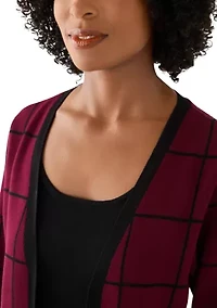 Women's Crew Neck Layered Plaid Sweater Dress