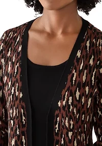 Women's Long Sleeve Crew Neck Animal Print Sweater Jacket