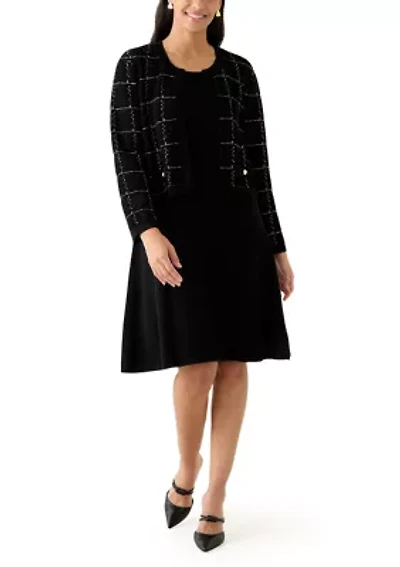 Women's 3/4 Sleeve Crew Neck Sweater Jacket