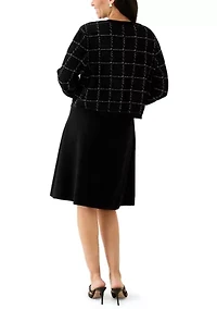 Women's 3/4 Sleeve Crew Neck Sweater Jacket