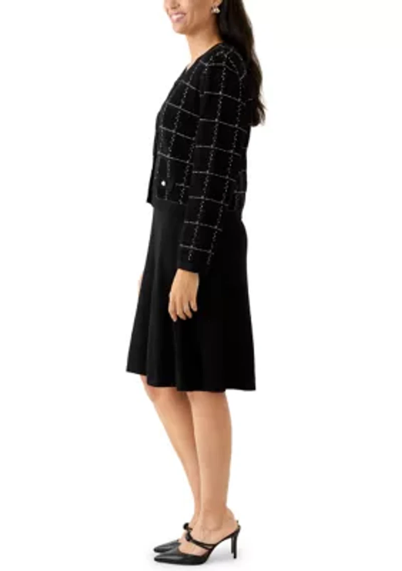 Women's 3/4 Sleeve Crew Neck Sweater Jacket