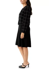 Women's 3/4 Sleeve Crew Neck Sweater Jacket