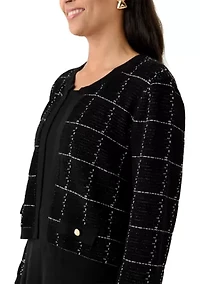 Women's 3/4 Sleeve Crew Neck Sweater Jacket