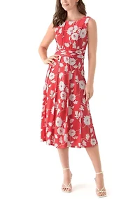 Women's Sleeveless Crew Neck Floral Print Dress
