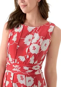 Women's Sleeveless Crew Neck Floral Print Dress