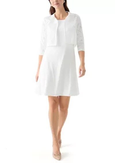 Women's 3/4 Sleeve Crew Neck Solid Jacket Dress