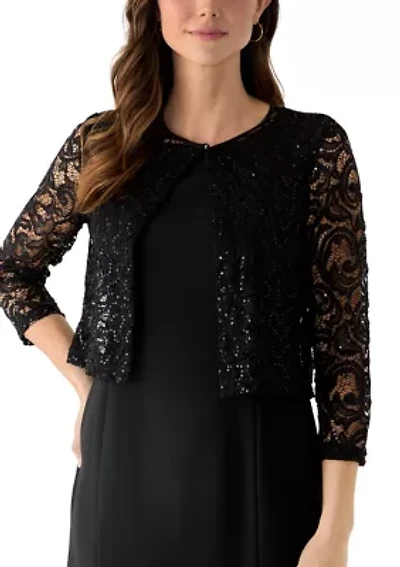 Women's Open Lace Button Neck Cardigan