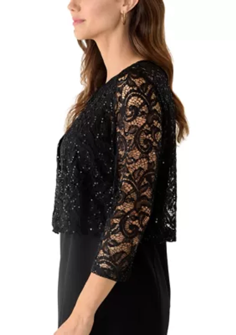 Women's Open Lace Button Neck Cardigan