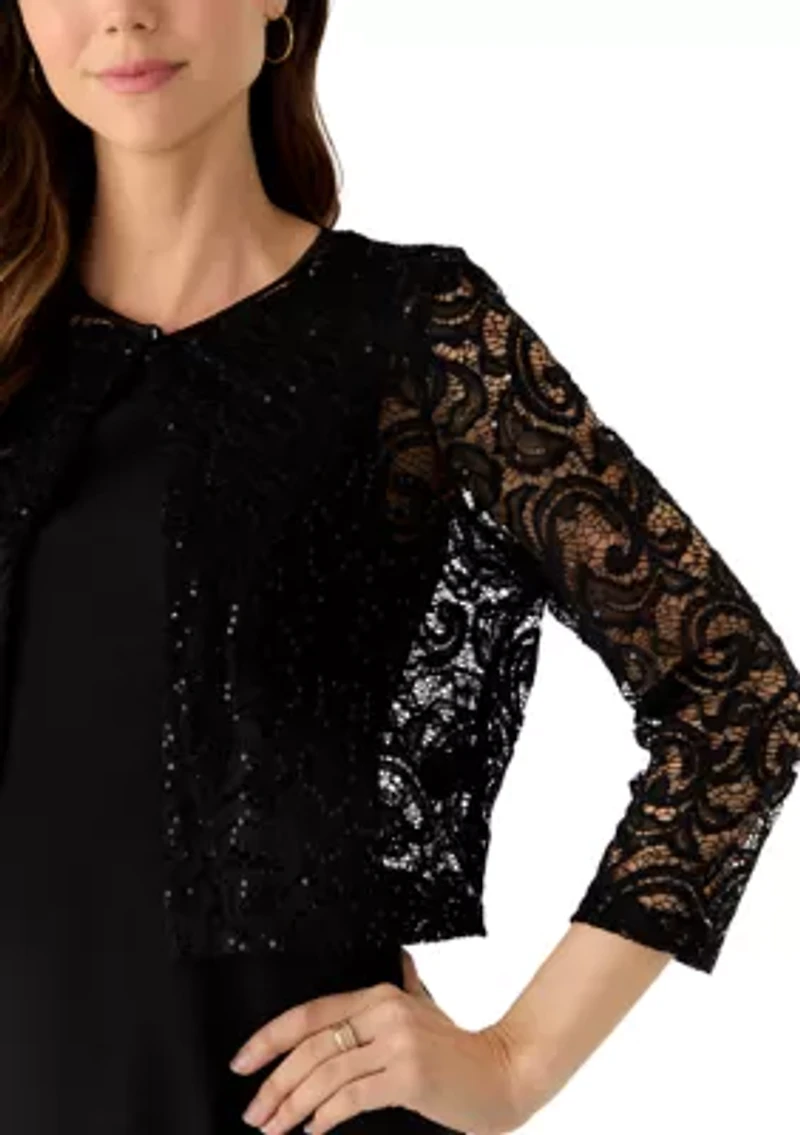 Women's Open Lace Button Neck Cardigan