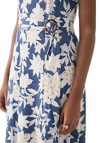 Women's Short Sleeve Crew Neck Floral Print Dress