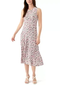 Women's Sleeveless Crew Neck Ditsy Floral Dress