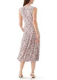 Women's Sleeveless Crew Neck Ditsy Floral Dress