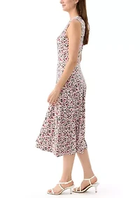 Women's Sleeveless Crew Neck Ditsy Floral Dress
