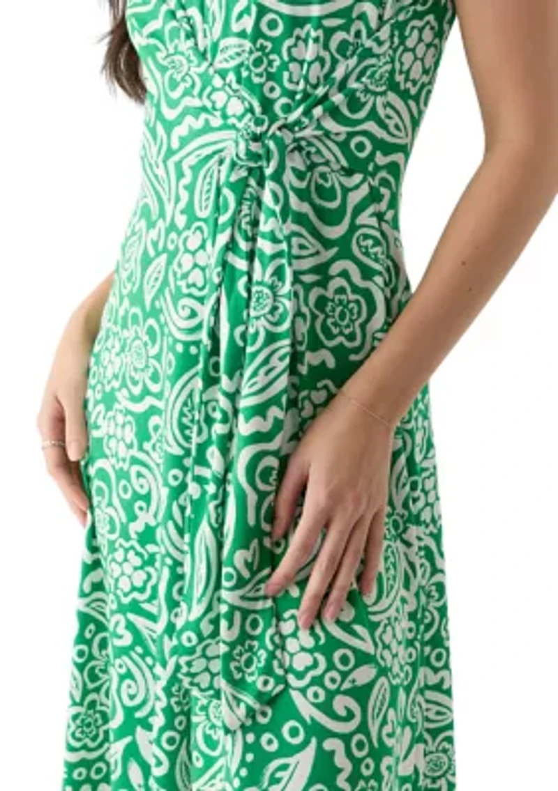 Women's Short Sleeve Paisley Print Midi Dress