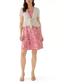 Women's Tie Front Printed Jacket Dress