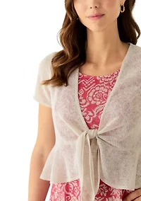 Women's Tie Front Printed Jacket Dress