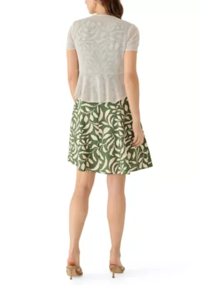 Women's Tie Front Printed Jacket and Dress