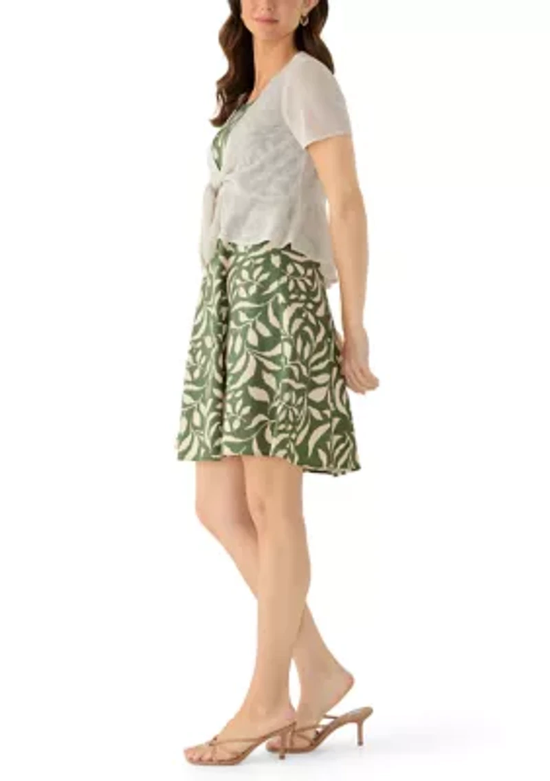 Women's Tie Front Printed Jacket and Dress