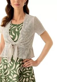Women's Tie Front Printed Jacket and Dress