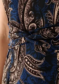 Women's Short Sleeve Paisley Midi Dress