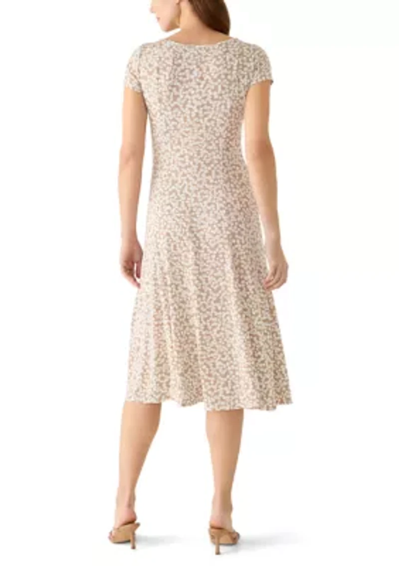 Women's Print Belted Midi Dress