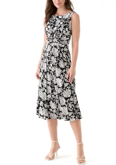 Women's Sleeveless Crew Neck Floral Print Dress
