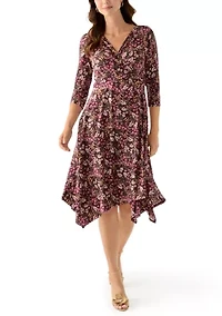 Women's V-Neck Floral Print Midi Dress