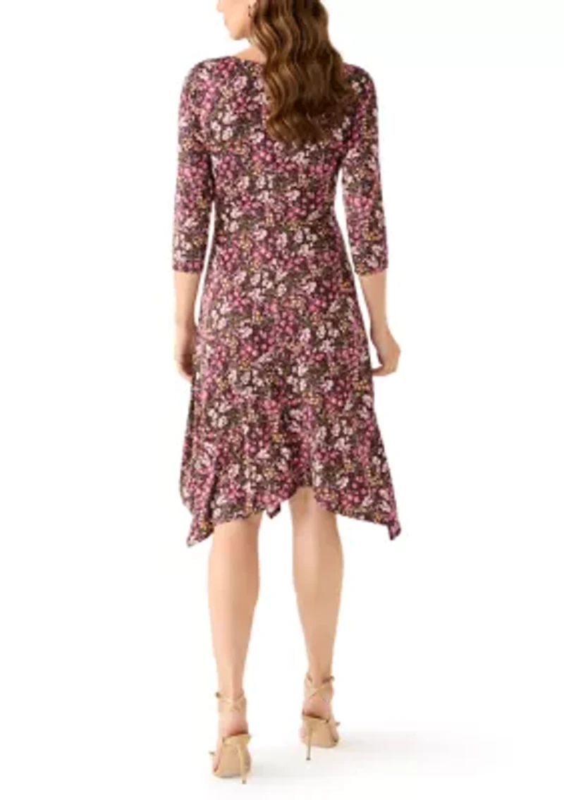 Women's V-Neck Floral Print Midi Dress