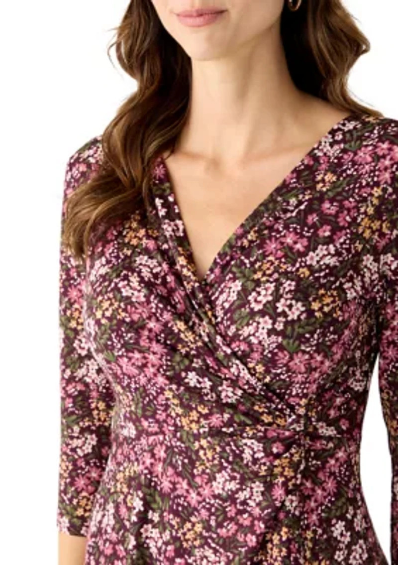 Women's V-Neck Floral Print Midi Dress