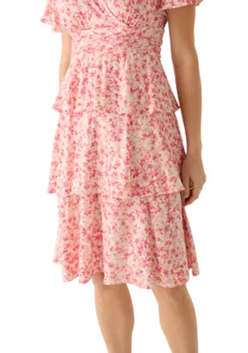 Women's Floral Tiered Midi Dress