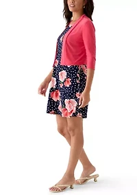 Women's Three-Quarter Floral Dress with Jacket
