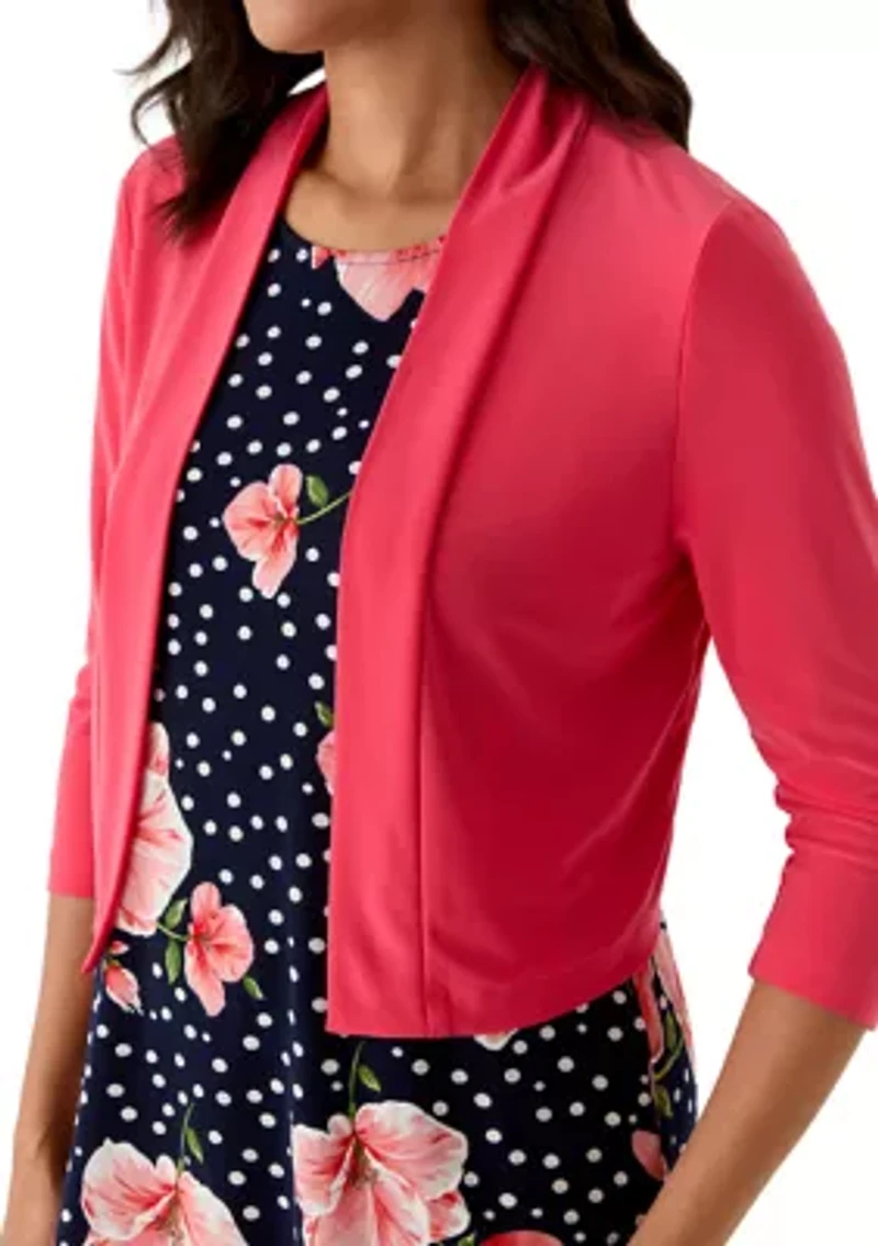 Women's Three-Quarter Floral Dress with Jacket