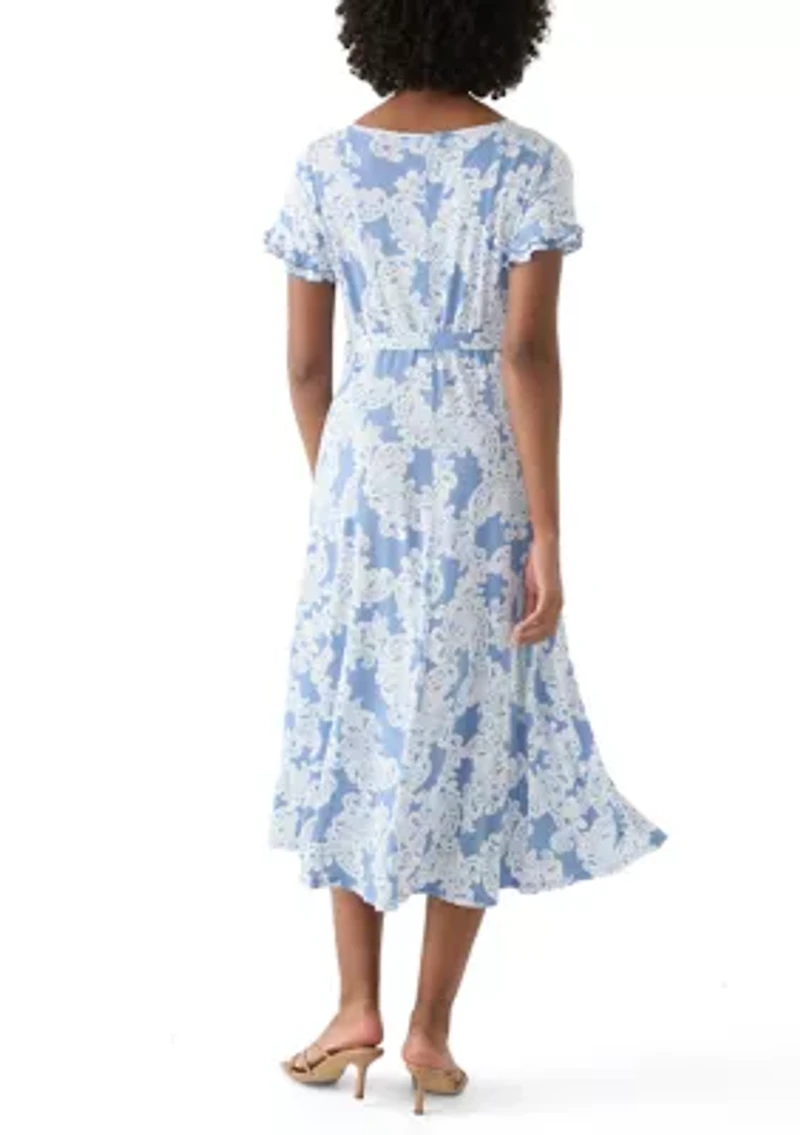 Women's Flutter Sleeve Floral Print Dress