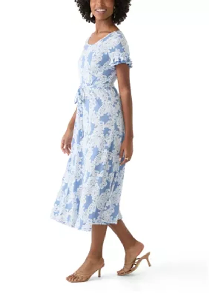 Women's Flutter Sleeve Floral Print Dress