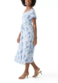 Women's Flutter Sleeve Floral Print Dress