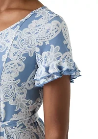 Women's Flutter Sleeve Floral Print Dress