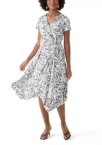Women's Short Sleeve Paisley Print Wrap Dress