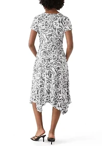 Women's Short Sleeve Paisley Print Wrap Dress
