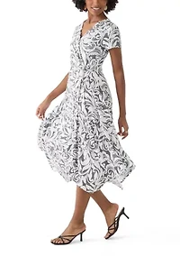 Women's Short Sleeve Paisley Print Wrap Dress