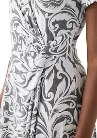 Women's Short Sleeve Paisley Print Wrap Dress