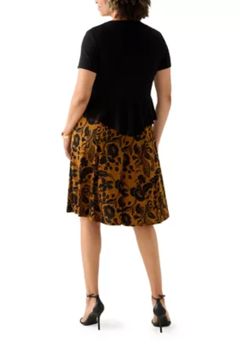 Women's Short Sleeve Crew Neck Floral Print Jacket Dress