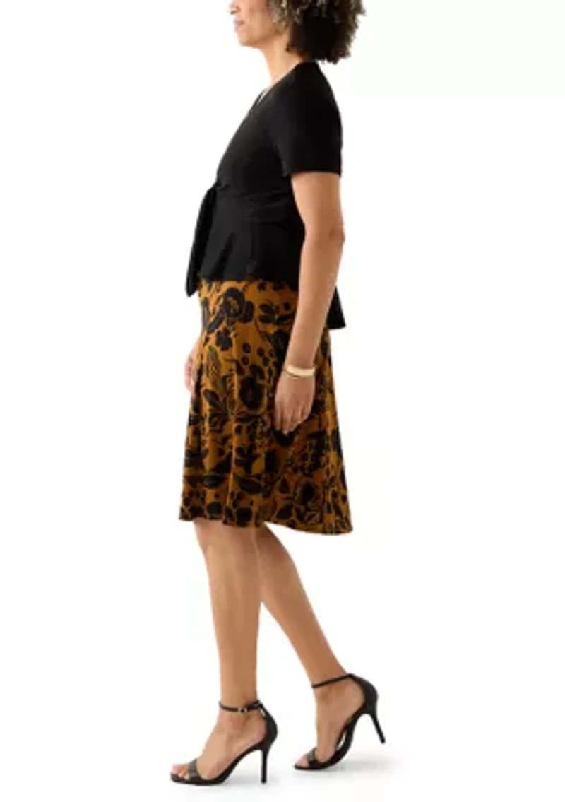 Women's Short Sleeve Crew Neck Floral Print Jacket Dress