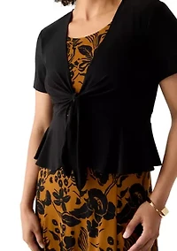 Women's Short Sleeve Crew Neck Floral Print Jacket Dress