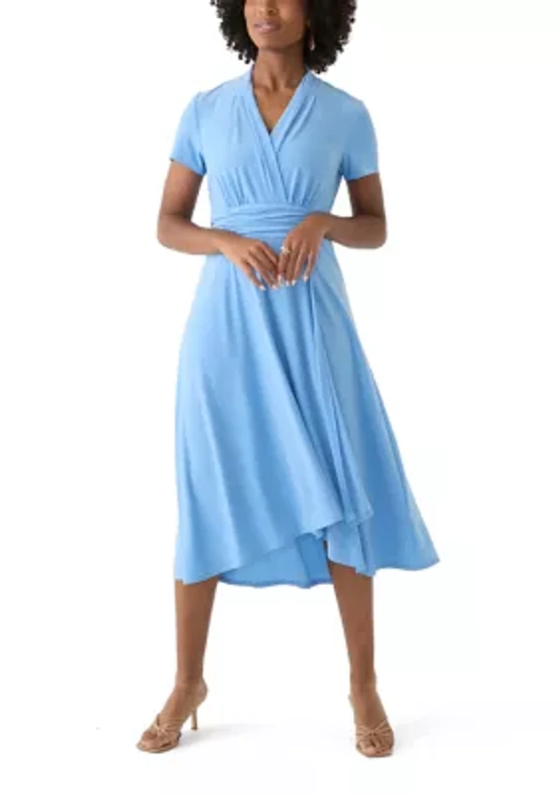 Women's Short Sleeve Solid A-Line Dress