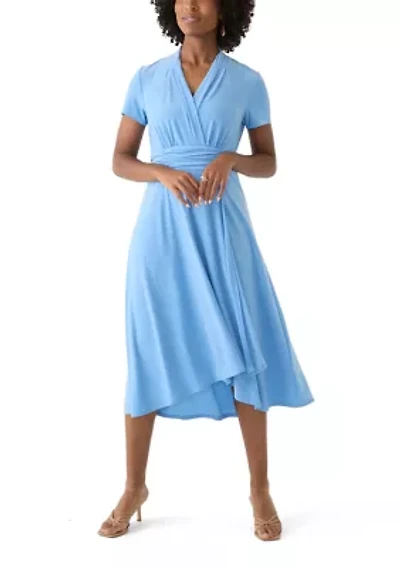 Women's Short Sleeve Solid A-Line Dress