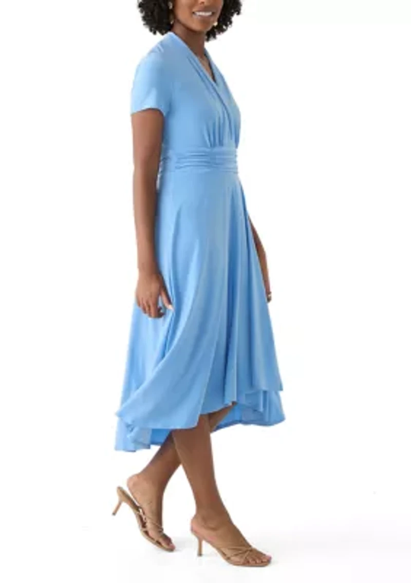 Women's Short Sleeve Solid A-Line Dress