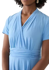 Women's Short Sleeve Solid A-Line Dress